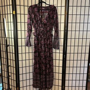 Free People Black and Pink Long Sleeve Jumpsuit